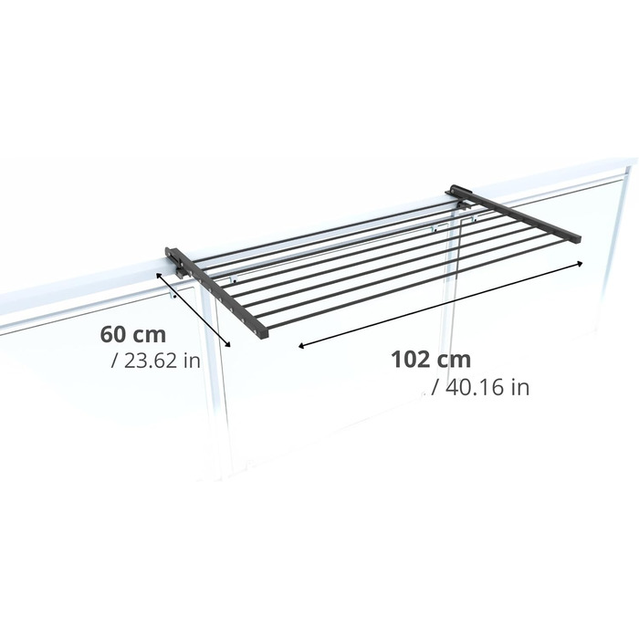 Сушарка для білизни Foxydry Duo для балкона та тераси, нержавіюча сталь/алюміній, антрацит, 102 см