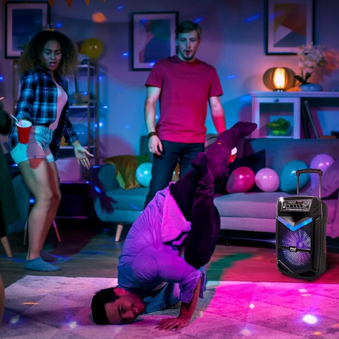 Pyle PA Bluetooth-колонки – караоке-машина з мікрофоном, 400W, 8” сабвуфер, підсвітка, USB/SD, радіо