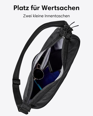 Сумка через плече LARKSON Solveig Medium чорна - Водовідштовхувальна напівмісячна сумка 6.5 л для жінок та чоловіків