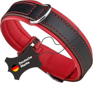 Нашийник для собак Michur Minimo Rot з натуральної шкіри, червоно-чорний, різні розміри, обхват шиї 28-36 см