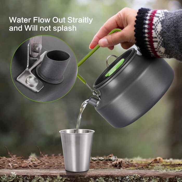 Набір посуду для кемпінгу PELLOR 17 предметів: алюмінієвий посуд для відпочинку на природі, кемпінгу, риболовлі, пікніка, походів та подорожей