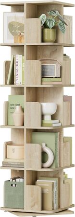EUGAD Swivel Bookshelf Room Divider Standing Shelf Rotating Shelf Office Shelf Decorative Shelf 360° Freely Swivelable with 4 Levels MDF 39.5x128x39.5 cm 4 Levels (39.5W x 128H x 39.5D cm) (5 Levels (40W x 155H x 40D cm), Light Oak)