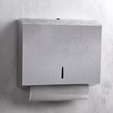NICEME Paper Towel Dispenser, Stainless Steel Towel Dispenser Lockable, Wall-Mounted Tissue Dispenser, Suitable for Z-Fold Paper Towels, Holds 250-400 Sheets