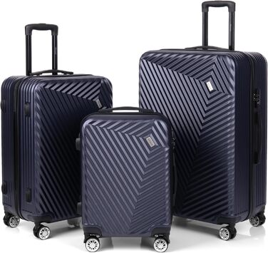 Набір валіз xRace 3-частинний ABS, 20/24/28 дюймів, ручна поклажа, TSA замок, 360° колеса, стійкий до ударів, з преміум підкладкою (Морська блакить)