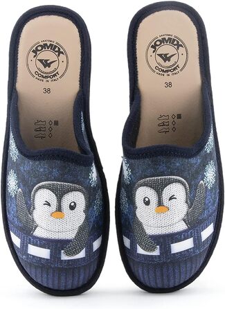 Тапочки жіночі JOMIX Winter Hausschuhe, зручні, італійські, для дому (40 EU, колір: темно-синій)