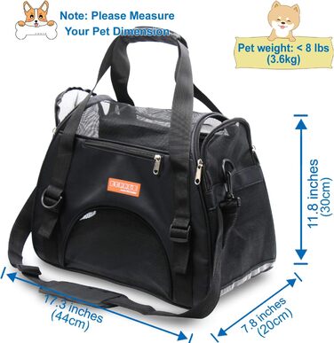 Трансформер для тварин у подорожі: переноска для котів, собак, кроликів, хом'яків. Підходить для авіаперельотів, м'яка, з плечовим ременем (Чорний, M - 47x27x28 см, до 5 кг) L 44 x 30 x 20 см Чорний