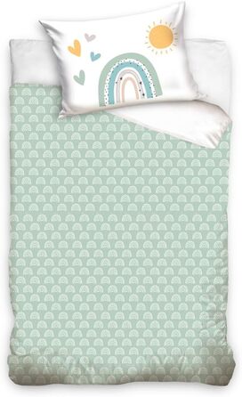 Комплект постільної білизни для дитячого ліжечка 100x135 см з 100% бавовни - для дітей та малюків, веселий стиль райдуга, сонце, бохо, для дівчаток та хлопчиків, включає 40x60 + 100x135 см
