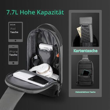 Водонепроникна сумка-слінг Mark Ryden Crossbody проти крадіжок для чоловіків та жінок, сумка через плече для подорожей з відділенням для iPad 9.7