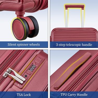 Набір валіз Joyway 4шт з жорстким корпусом та TSA-замком, розширюваний, чорний (червоний), комплект валіз