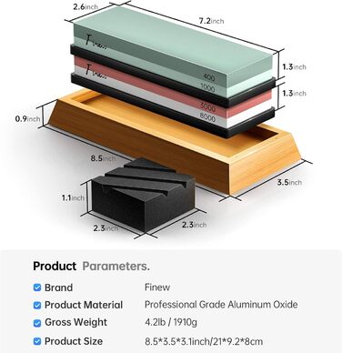 Набір точильних каменів Schleifstein: 400/1000/3000/8000, для заточування ножів, з підставкою, знімач задирок, шкіра для полірування