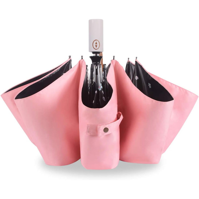 Стійкий до ультрафіолету компактний складаний парасоль від Voy Lady – Рожевий з квітковим принтом (96 см)