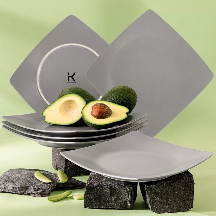 Сервіз Konsimo для 6 осіб: 18-ти частинний набір тарілок EPIRI - сучасний сервіз з кераміки сірого кольору
