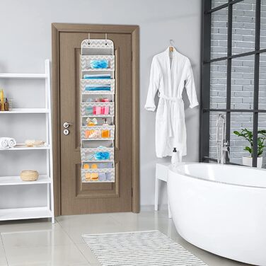 Органайзер для підвішування з 5 прозорими кишенями, 2 гачками, для шафи, ванної, дитячої кімнати, вітальні, спальні (Zickzack)