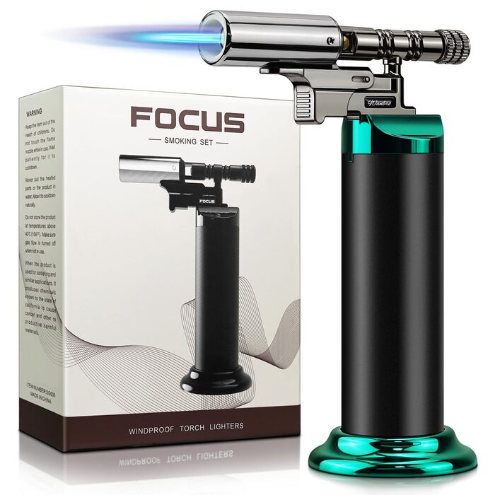 Газовий пальник для кухні Küchenbrenner: потужний Jet-полум'я, заправний бутаном, для крем-брюле, паяння (без бутану), чорний Wb009