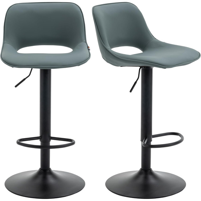 YOUNIKE 2-Piece Adjustable Bar Stools - Boho Patchwork Design, Swivel Kitchen Bar Stools with Hollow Backrest - Yellow Green (Gray Green)