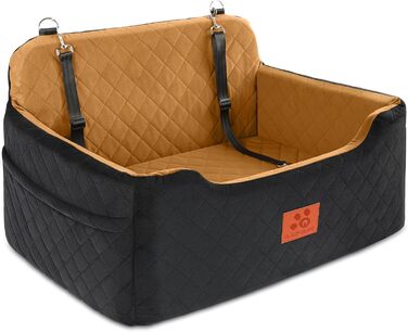 GL GLENSLAVE Dog Car Seat - Medium/Large Dogs, Up to 22kg or 2 Small Dogs - Removable & Washable Pet Car Seat (Black/Brown)