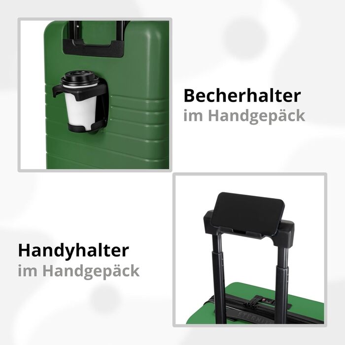 Чемодан ETERNITIVE з ABS пластику, Rollkoffer, Reisetrolley, валіза на колесах з подвійними колесами 360°, валізка з TSA-замком, ручна поклажа (S) (Set - 2tlg (S + M), Зелений)