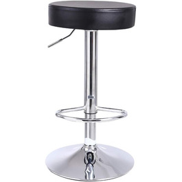KKTONER Adjustable Height Swivel Bar Stool - PU Leather Office/Spa Work Chair - Black