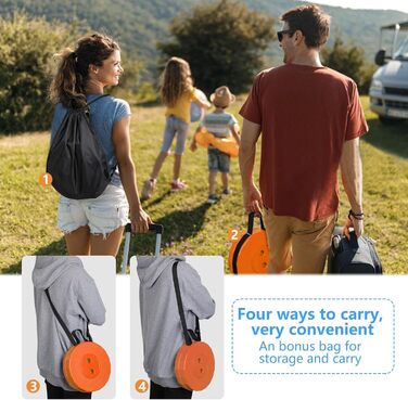 Зручний складаний стільчик GeeRic: телескопічний, регульований по висоті, для кемпінгу, риболовлі, дітей. Зелений (оранжевий колір)