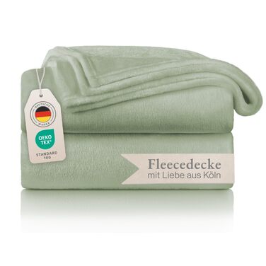 Пухнаста ковдра Blumtal Kuscheldecke: сертифікована Oeko-TEX флісова ковдра 150x200 см для дому та відпочинку. Ковдра для дивану, вітальні, тепла та затишку. Розмір 130x150 см, колір літнє зелене