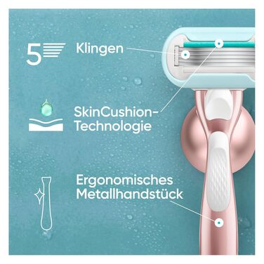 Жіноча бритва Gillette Venus Pro Smooth Sensitive для чутливої шкіри, металева, Rosegold (рожеве золото) + 6 змінних касет