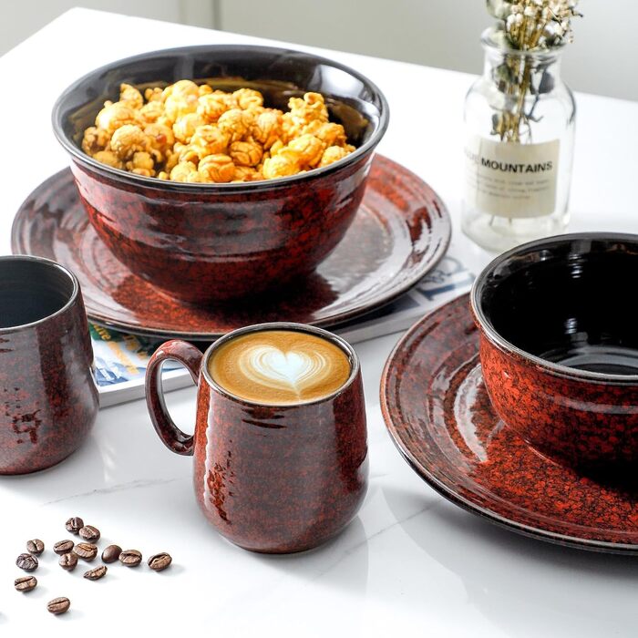 Набір чашок для кави Hasense, темно-сірий, 4 шт, 340 мл, з великою ручкою, для кави, чаю, молока та гарячого шоколаду, легко миються, підходять для миття в посудомийній машині та мікрохвильовій печі