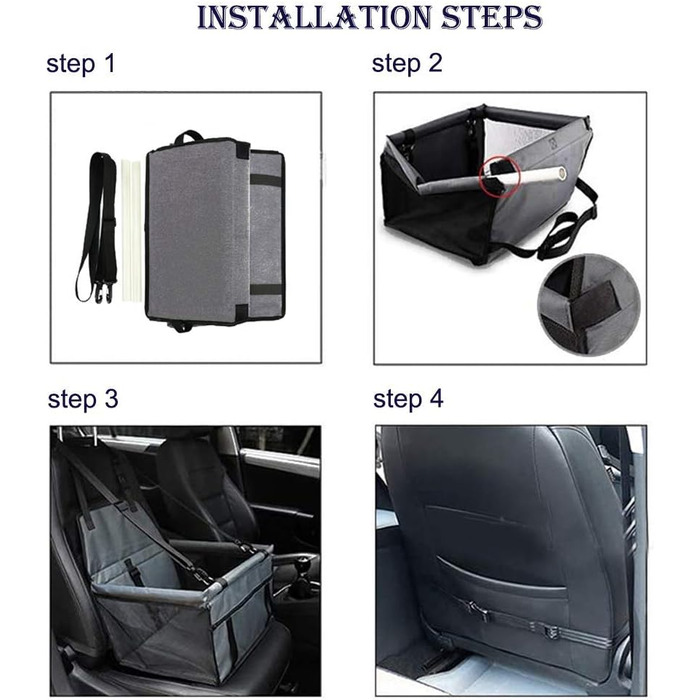 Крісло-підвищення для собак MENGQI - водонепроникний, дихаючий килимок для автомобіля, сірий