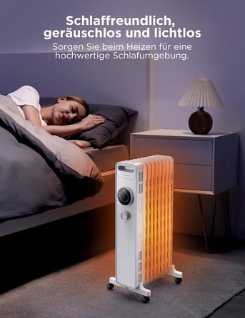 Масляний радіатор Midea NY2009-22M 2000Вт, 9 секцій, економний, тихий, електрообігрівач з термостатом, 3 режими, захист від перегріву та перекидання, ECO-режим, швидкий нагрів, портативний, білий