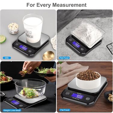 Водонеробочі кухонні ваги 3T6B IP67, USB, 5 кг/0.1 г, LED-дисплей для приготування їжі та випічки