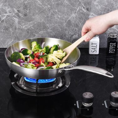 Набір сковорідок Inqibee з нержавіючої сталі 24 та 26 см - 2 шт. | Для всіх типів плит, включаючи індукцію, та духовки, безпечно мити в посудомийній машині