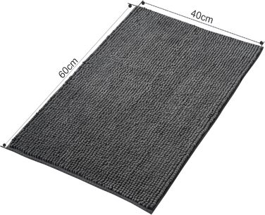 Килимок для ванної кімнати Decomira, 40x60 см, темно-сірий, з антиковзким покриттям, придатний для прання, з м'якої тканини Chenille | Килимок для душу, ванни, унітазу, декор