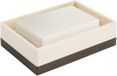 Набір аксесуарів для ванної кімнати mDesign 4-Piece – тримач для зубних щіток, дозатор мила, мильниця та стаканчик, кремово-бронзовий колір, міцний пластик