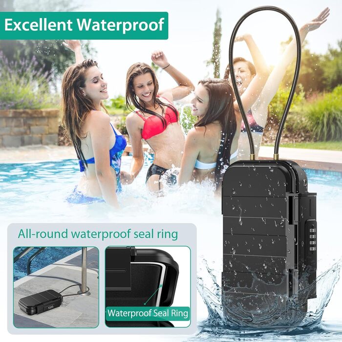 Сейф портативний з кодовим замком ORIA, вологостійкий, для відпочинку та офісу, чорний