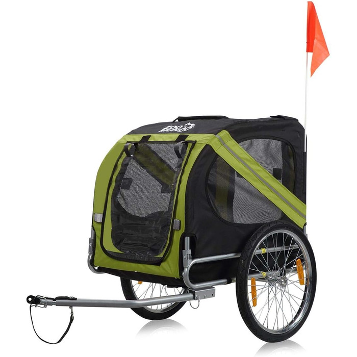 Фарм-причіп Zoomundo для собак: зелений/чорний, срібляста рама