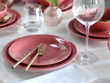 Набір посуду CreaTable Serie Orient Mandala 18 предметів, порцеляновий, червоний, для мікрохвильової печі та посудомийної машини, виготовлено в Європі