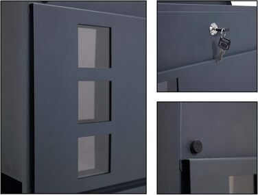 Поштовий ящик настінний дизайнерський антрацит RAL 7016 з газетницею, захищений від погодних умов, порошкове покриття