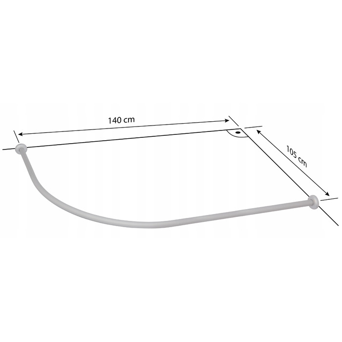 Дуговий шторний карниз Estiva 105-140 x 27 мм, срібний