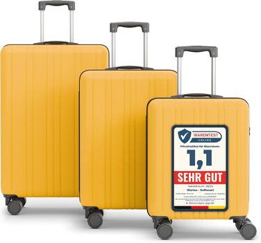 Набір валіз 3 в 1 з TSA замком - жовтий, з подвійними колесами, для подорожей