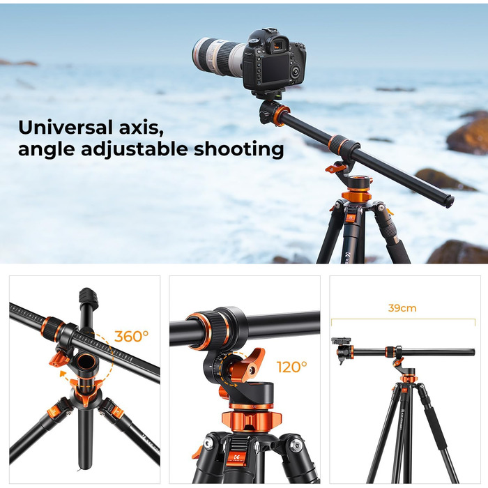Штатив K&F Concept T254A7+BH-28L для камери, 230 см, з кульковою головкою, 10 кг, для зовнішньої та внутрішньої зйомки