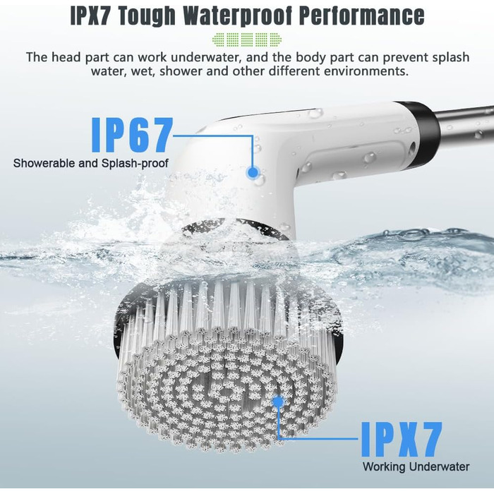 Electric Cleaning Brush, Temodu 7-in-1 Electric Spin Scrubber, Shower Cleaning Brush with Adjustable, 7 Interchangeable Drill Brush Heads for Bathroom/Glass/Tiles/Floor/Car