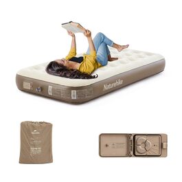 Надувний матрац Naturehike Luftbett 3 місця з насосом 200x180x25 см для кемпінгу та гостей, самонадувний, портативний, коричневий