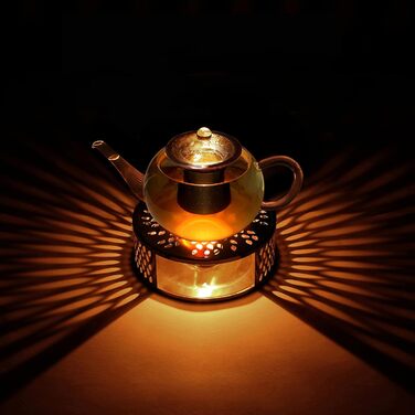 Скляна чайник Creano 1,2л з підставкою, 3-х частинна чайник з нержавіючою сталею та скляною кришкою, для листового чаю, без крапель (800мл)