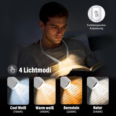 Ліхтарик для читання LED USB акумуляторний, диммер з 3 режимами, для рукоділля, ремонту, шиття, майстерні, риболовлі (білий, 1000mAh)