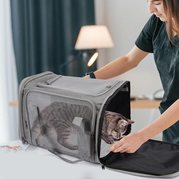 Транспортна сумка для кота/собаки, переносний рюкзак для тварин, сіра, до 6 кг