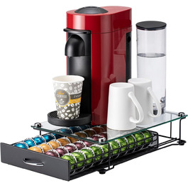 Тримач для капсул Vertuo Rice: органайзер для Nespresso з скляною кришкою, 40 капсул, з ручкою
