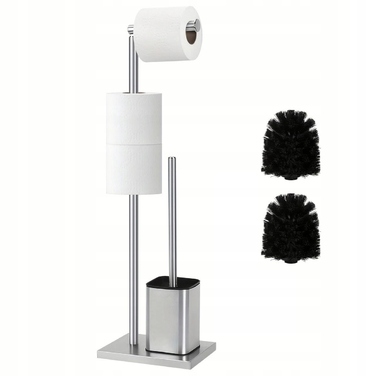 Тримач для туалетного паперу та йоржик 2в1, підлоговий стійка для ванної кімнати, сріблястий, 66 см