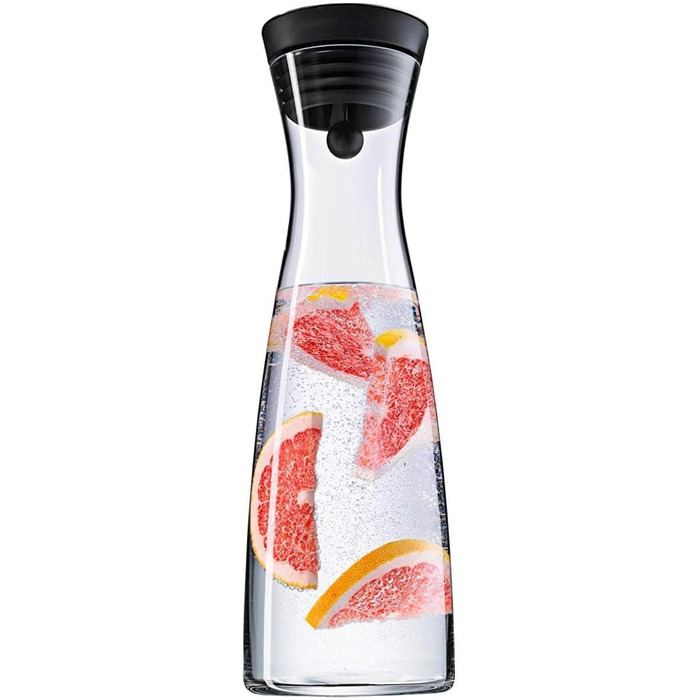 WMF Basic Water Carafe 1.5 Liter, Glass Carafe with Lid, Silicone Lid, CloseUp Closure