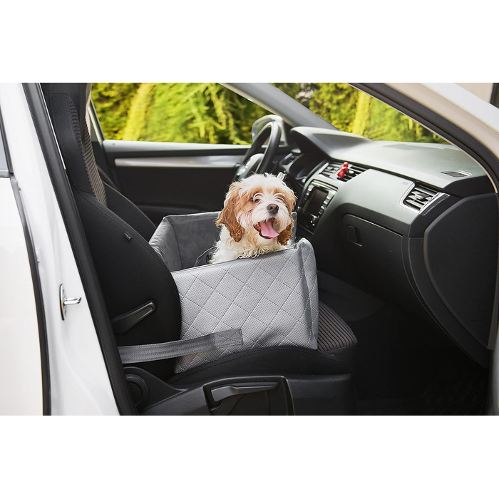 Автокрісло для собак та котів | Чорний велюр | 57x50 см | Зручне автоліжко для тварин