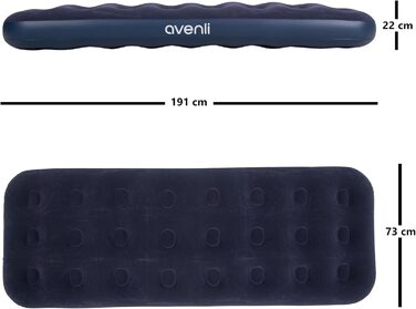Надувний матрац Avenli для кемпінгу, 191x73x22 см з насосом для 1 особи - гостьовий матрац, флоксована поверхня