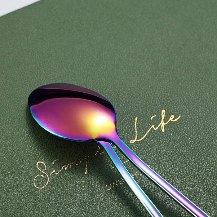 Набір ложок для коктейлів та напоїв Kyraton, 6 шт., нержавіюча сталь з чорним титановим покриттям